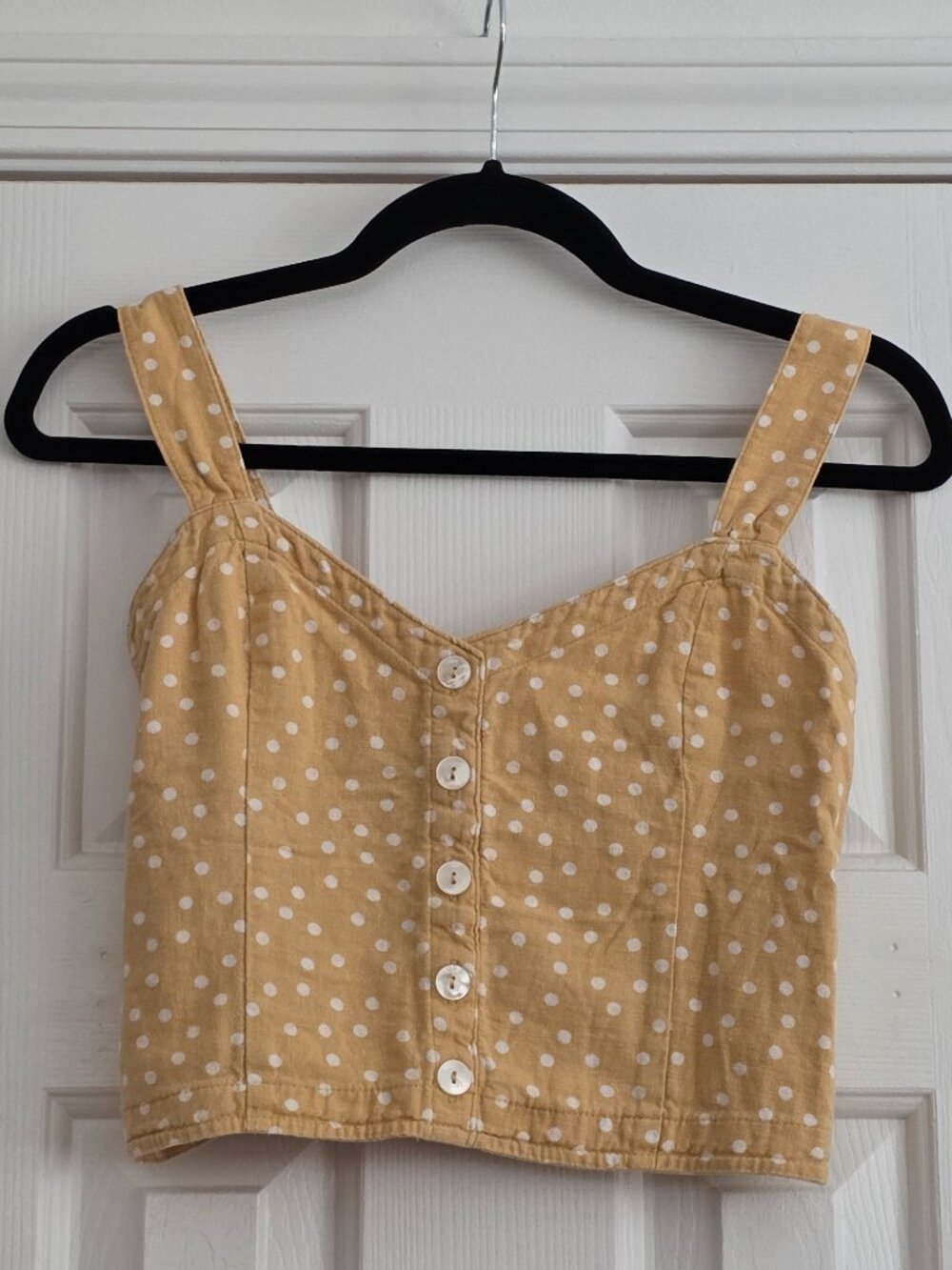 Abercrombie Yellow Polka Dot Crop Top Small